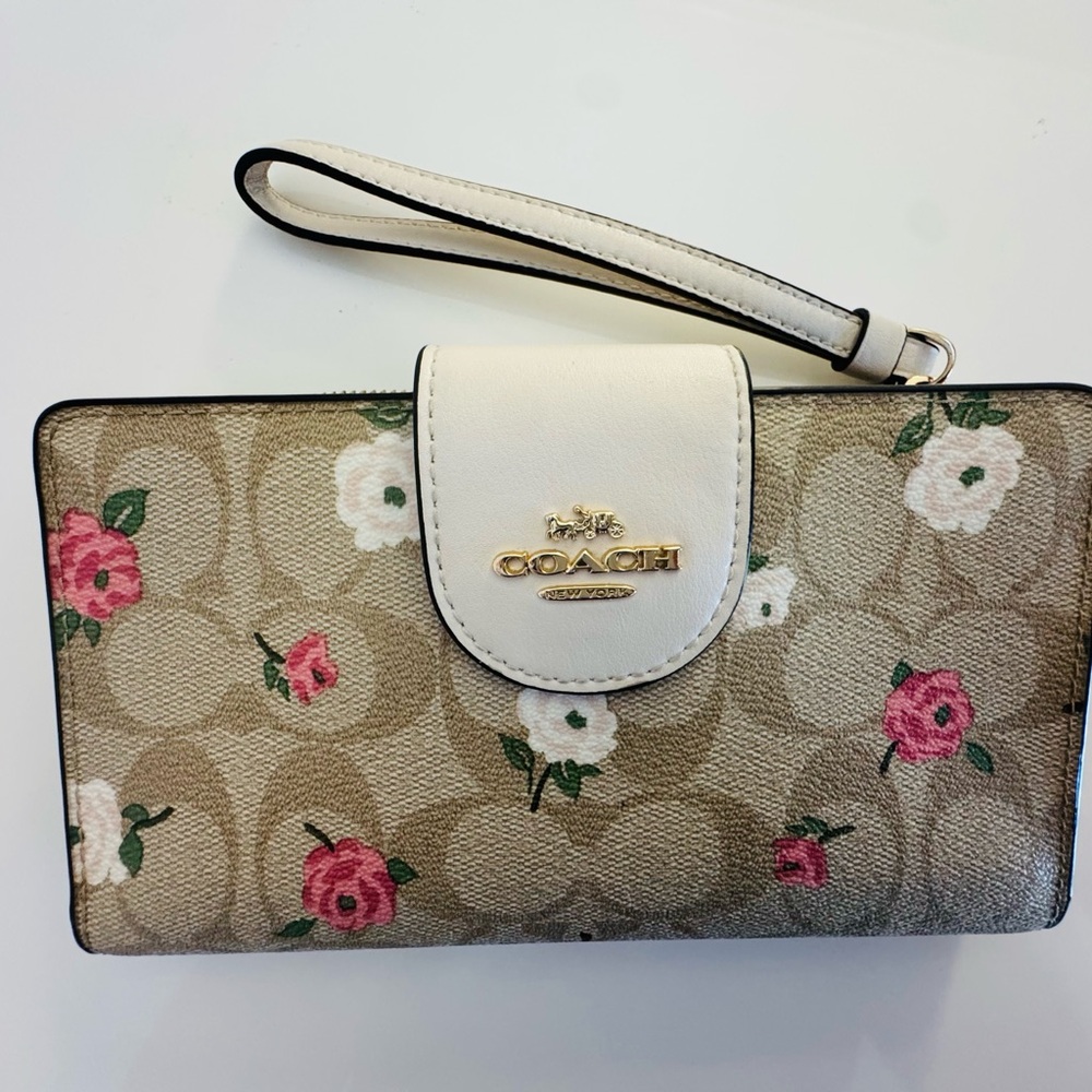 Coach Floral Beige Wristlet